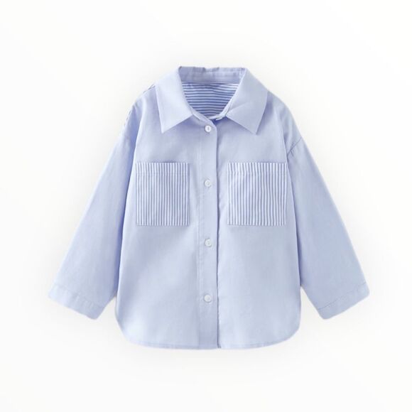 ZARA Kids | Blue | END-ON-END STRIPED SHIRT - Picture 2 of 6